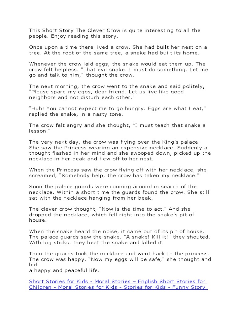 This Short Story The Clever Crow Is Quite Interesting To All The People |  Pdf | Non Governmental Organization