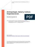 B - 2001 - Antropología, Salud y Cultura Antropología, Salud y Cultura Organizacional