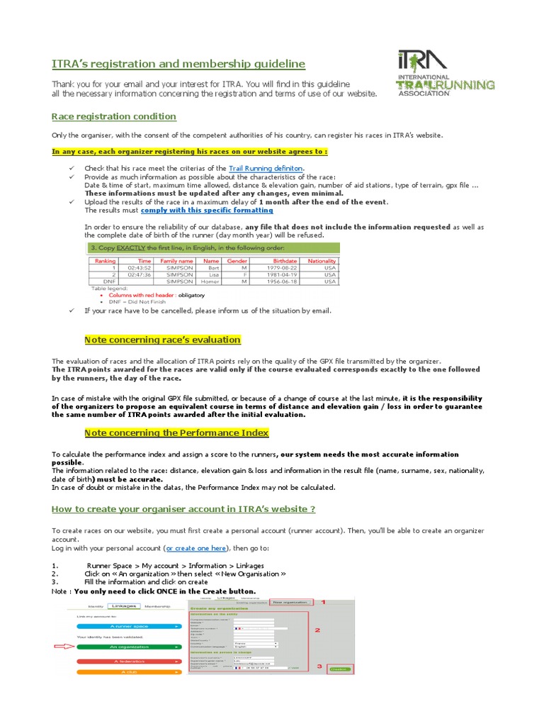 ITRA - Registration and Membership Guideline - 2019 PDF | PDF ...