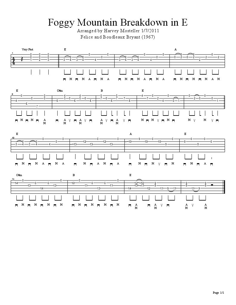 Foggy Mountain Breakdown in E Tab American Country Music Songs