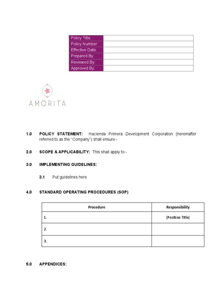 Hacienda Primera Policy Guidelines | PDF | Business