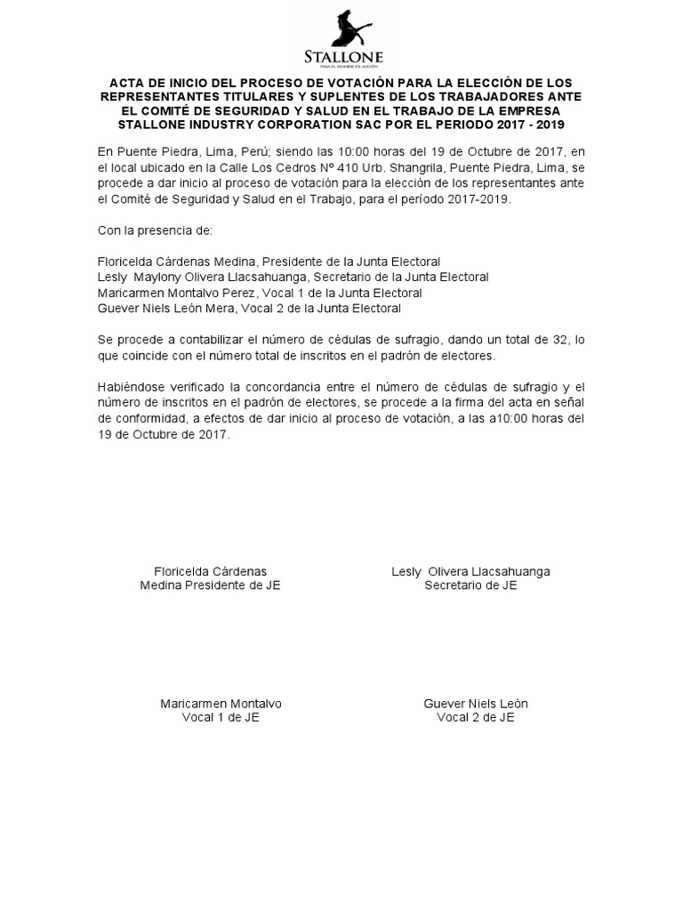 FORMATO 07 - ACTA DE INICIO DEL PROCESO (Stallone) | PDF