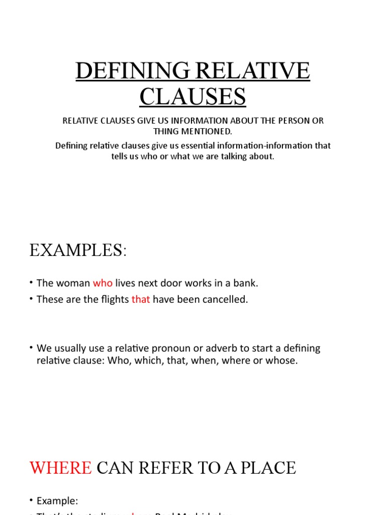 Understanding Defining Relative Clauses | PDF