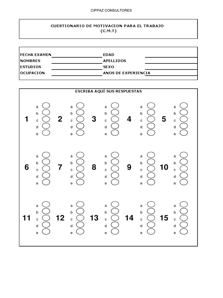 Cuestionario de Motivación CMT | PDF