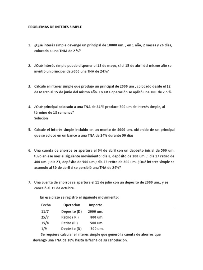 Problemas de Interes Simple | PDF | Tarjeta de crédito | Economias