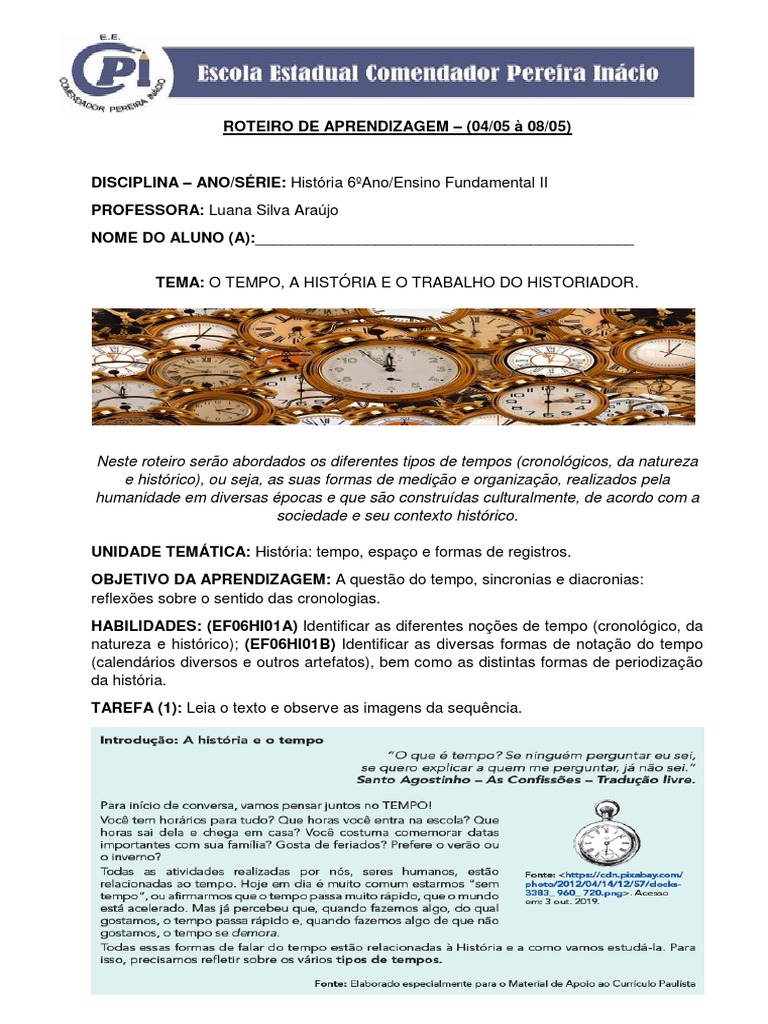 Reflexões sobre o Tempo na História | PDF | Tempo | Ensinar e aprender