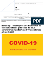 Itamaraty - Orientações Aos Brasileiros No Exterior Afetados Pela Crise Do Novo Coronavirus
