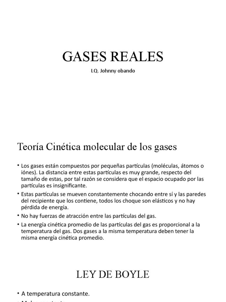 Teoría y Leyes de Gases Reales | PDF | Gases | Mole (Unidad)