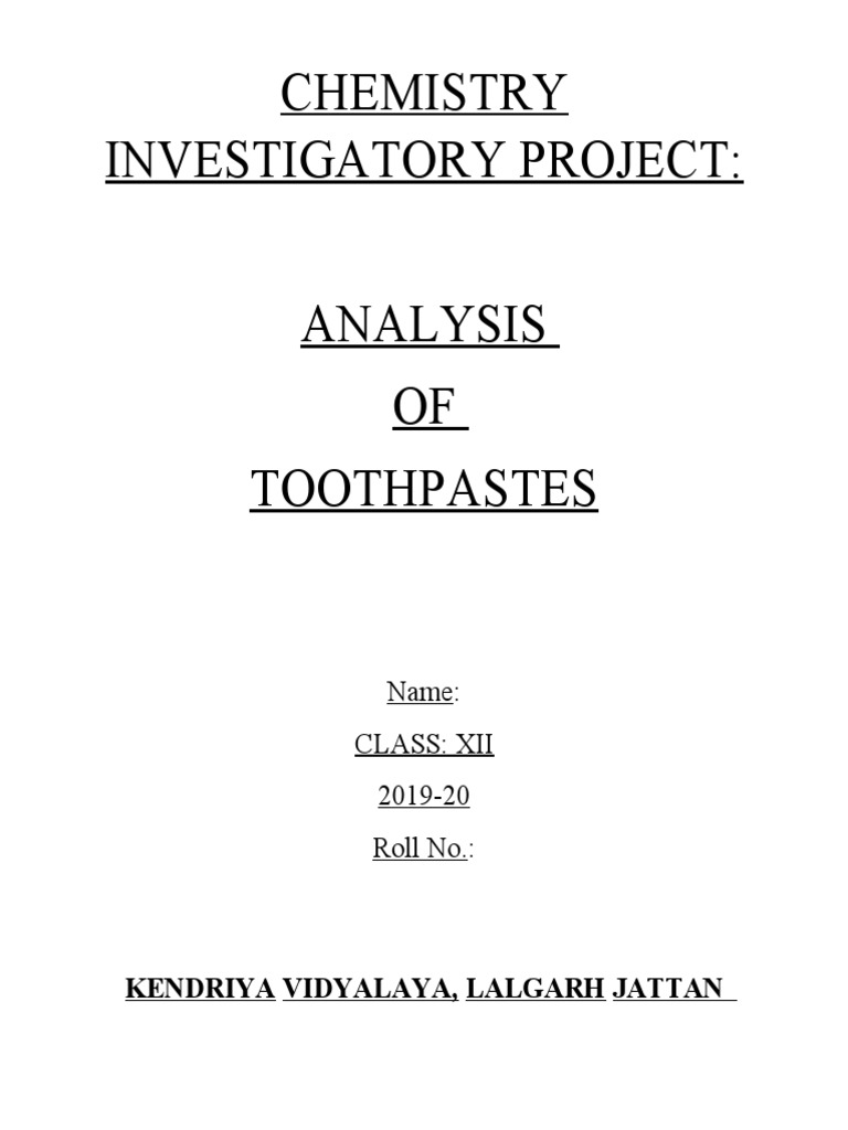 Toothpaste Analysis for Class XII Project | PDF | Salt (Chemistry ...