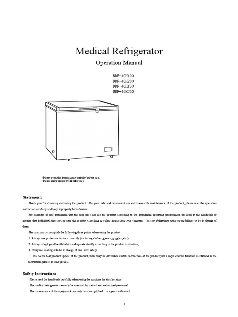 Medical Refrigerator Operation Manual PDF Refrigerator Water