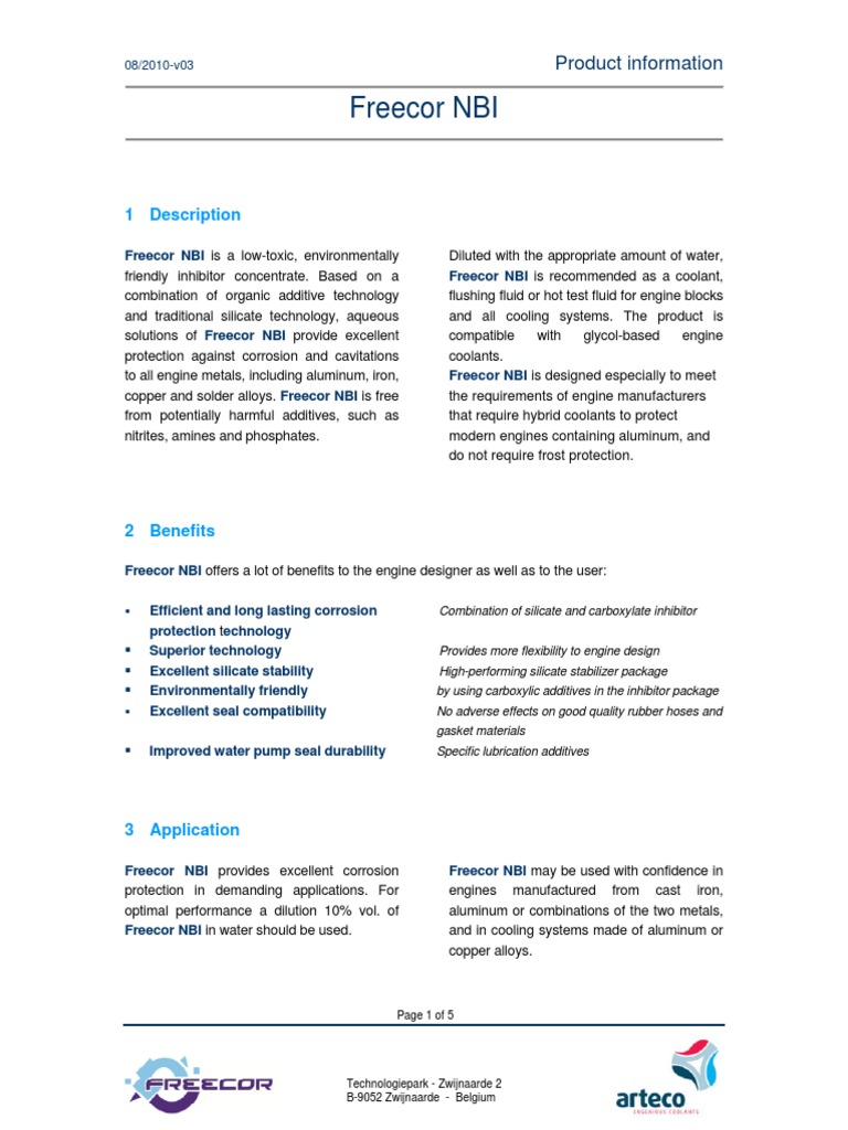 Freecor NBI: Eco-Friendly Corrosion Inhibitor | PDF | Materials ...