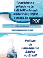  “O público e o privado na Lei 11.445/07 – Arranjo institucional, déficit e dados do setor