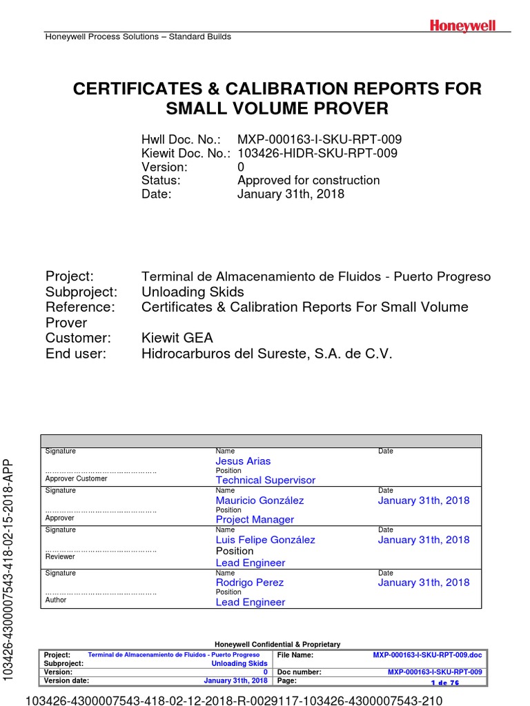 Calibration Reports for Small Volume Prover | PDF | Density | Thermometer