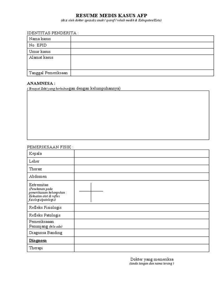 Resume Medis Kasus AFP | PDF | Pengembangan Diri