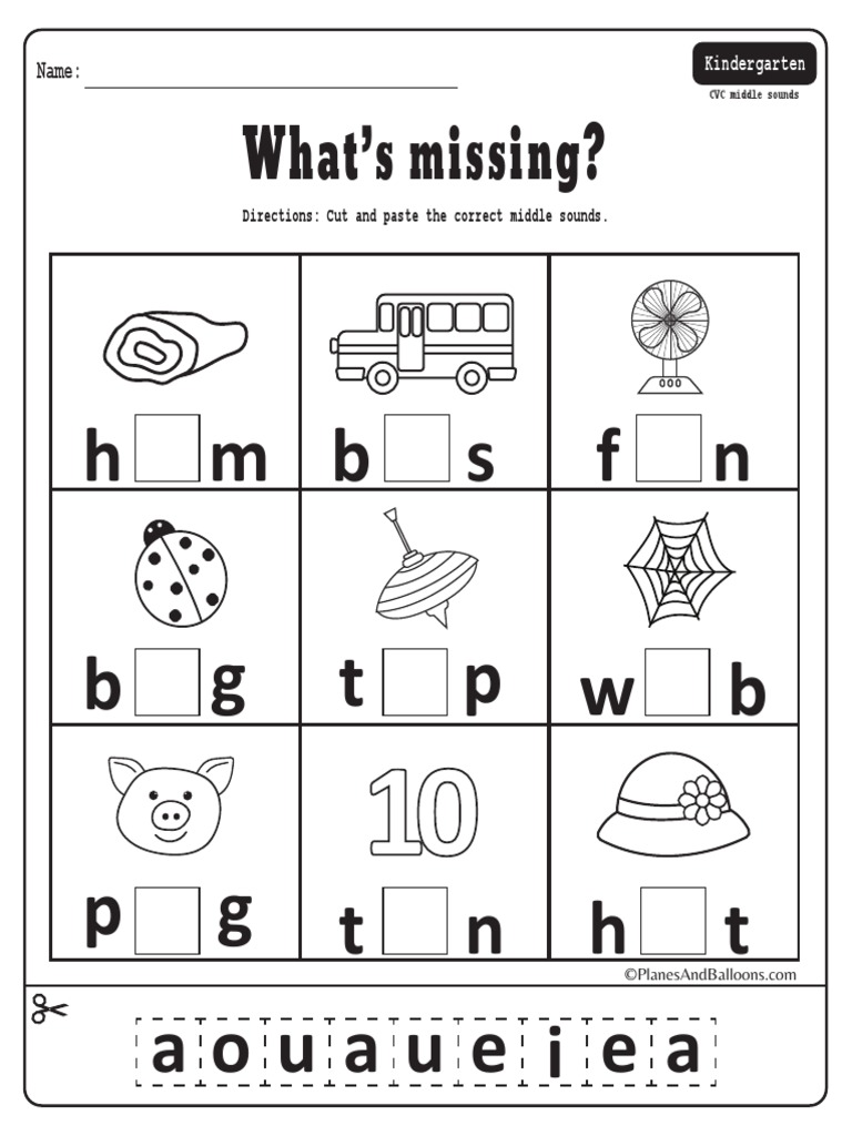 cvc words middle sounds worksheets pdf