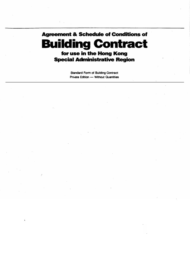 Hk Standard Form Of Building Contract Private Ed Without Quantities