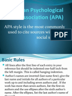 American Psychological Association (APA) : APA Style Is The Most Commonly Used To Cite Sources Within The Social Sciences