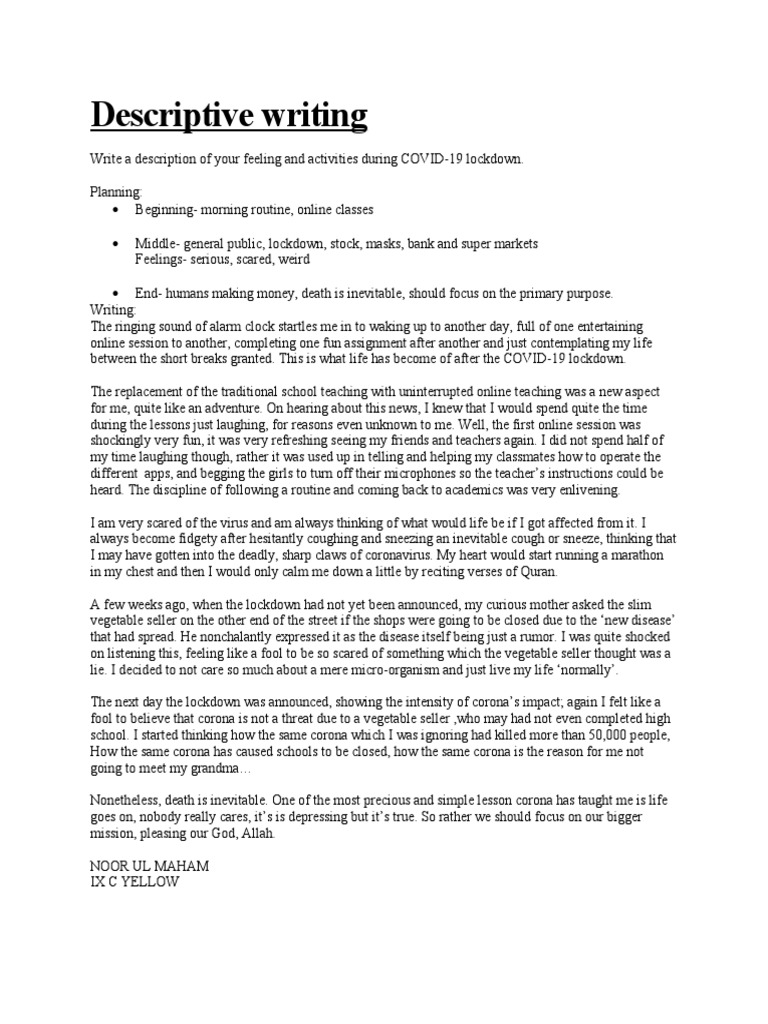 Descriptive Writing-1 | PDF | Self-Improvement