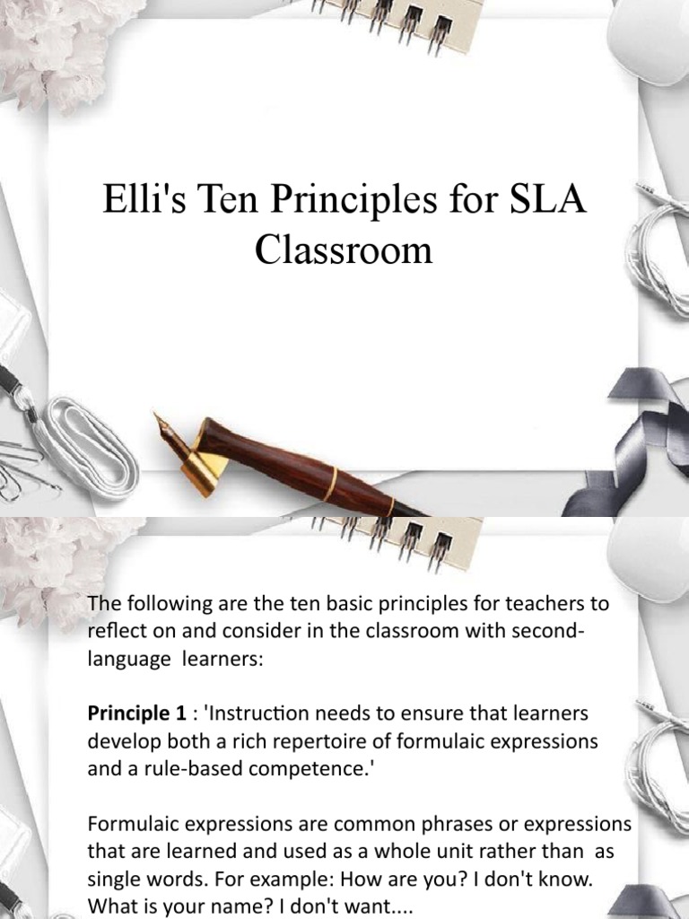Elli's Ten Principles for SLA Teaching | PDF | Second Language | Learning