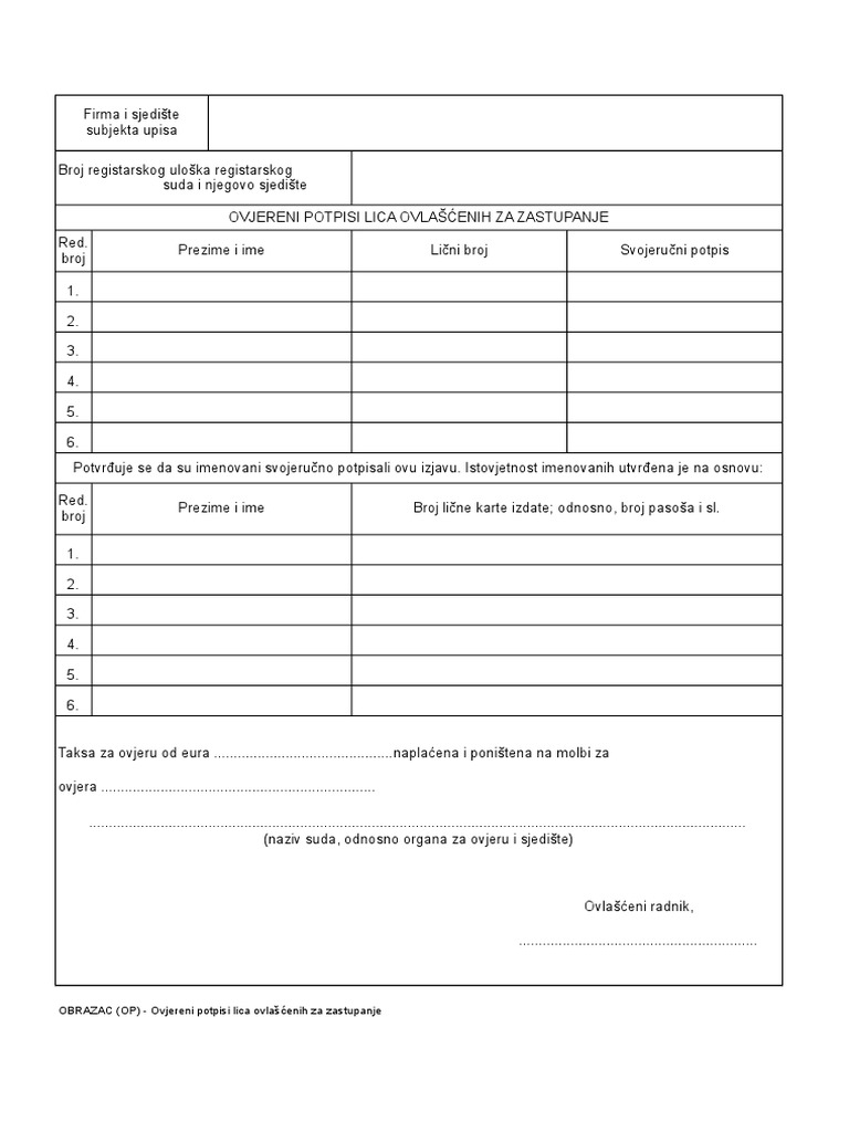 OP Obrazac | PDF