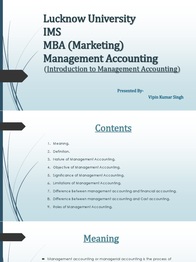 Introduction to Management Accounting | PDF | Management Accounting ...
