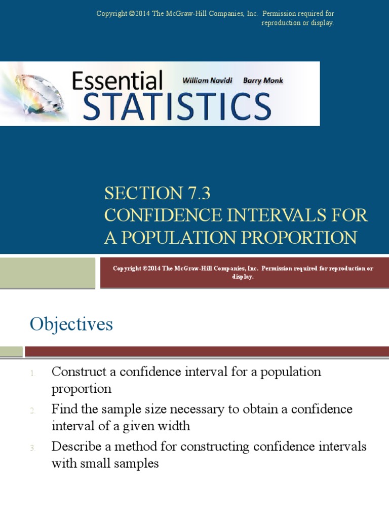 Section 7.3 Confidence Intervals For A Population Proportion PDF