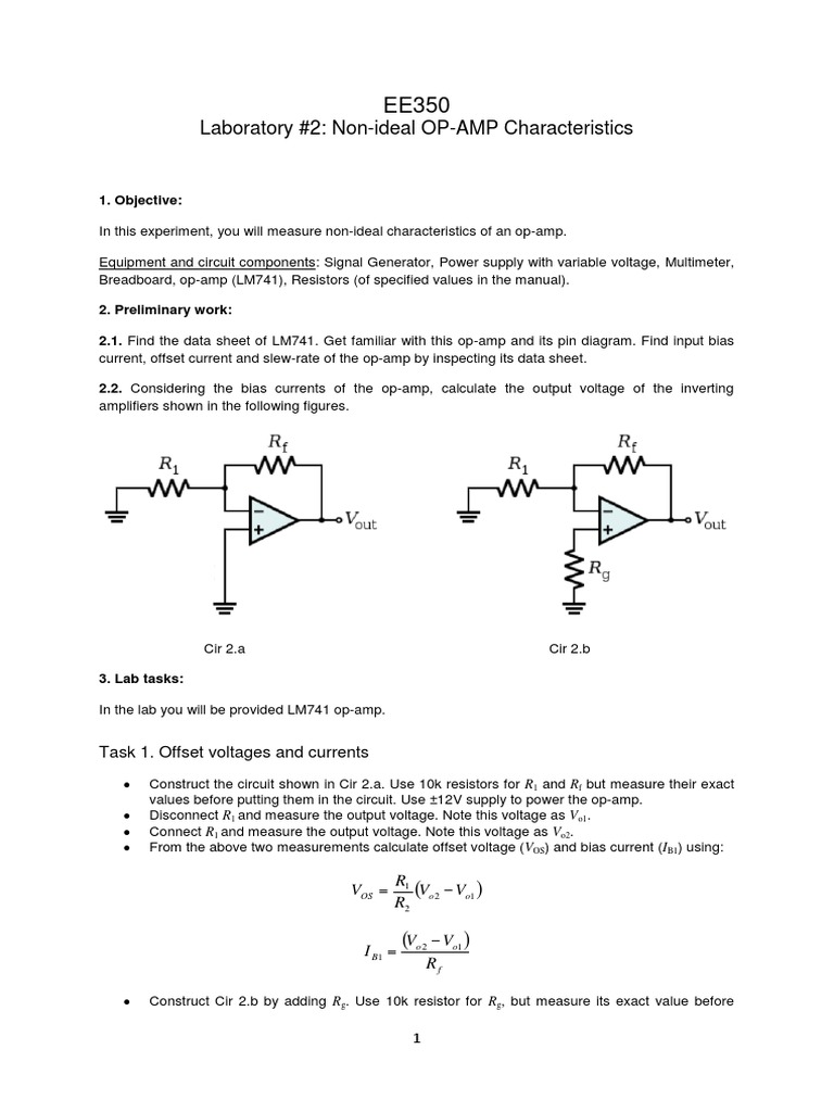 Laboratory 2 NonIdeal OPAMP Characteristics Task 1. Offset