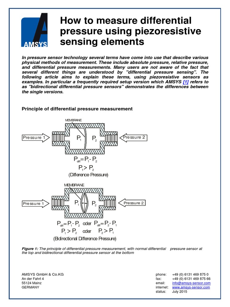 How To Measure Differential Pressure Using Piezoresistive Sensing Elements PDF Amplifier