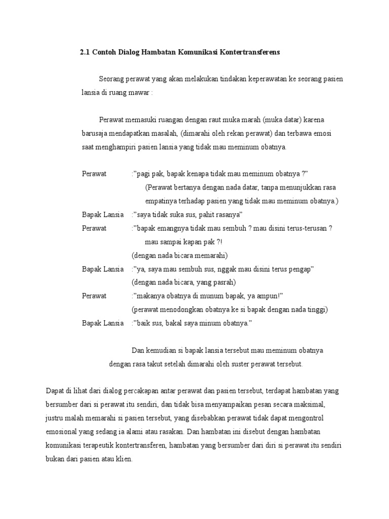 Contoh Dialog Hambatan Komunikasi Kontertransferens
