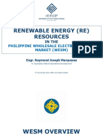Renewable Energy (Re) Resources: Philippine Wholesale Electricity Spot Market (Wesm)