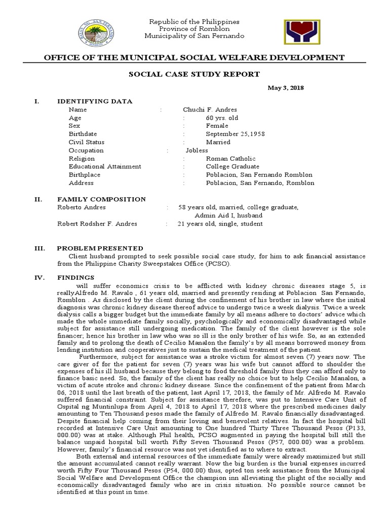 A Family's Struggle A Social Case Study Report on Providing Burial