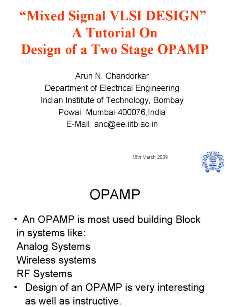 OPAMP Design Tutorial IEP Goa 16 3 2009 | PDF | Art | Computers