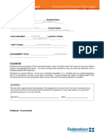 Assignment Cover Sheet: Faculty of Science and Technology