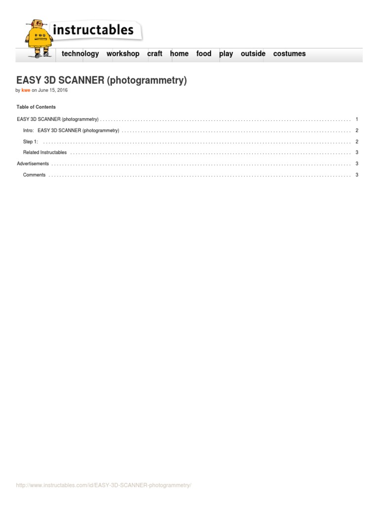 Easy DIY 3D Scanner Guide | PDF | Image Scanner | Imaging