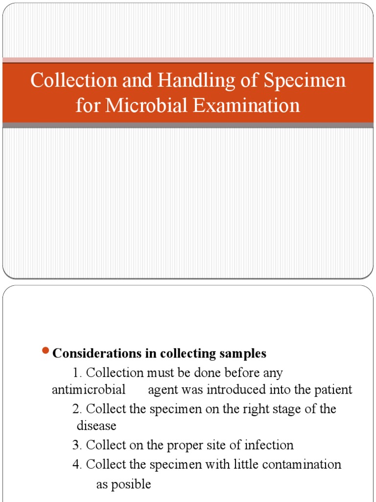 Collection and Handling of Specimen For Microbial Examination PDF