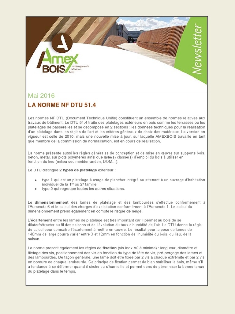Norme NF DTU 51.4 pour Platelages Bois | PDF | Code de la construction ...