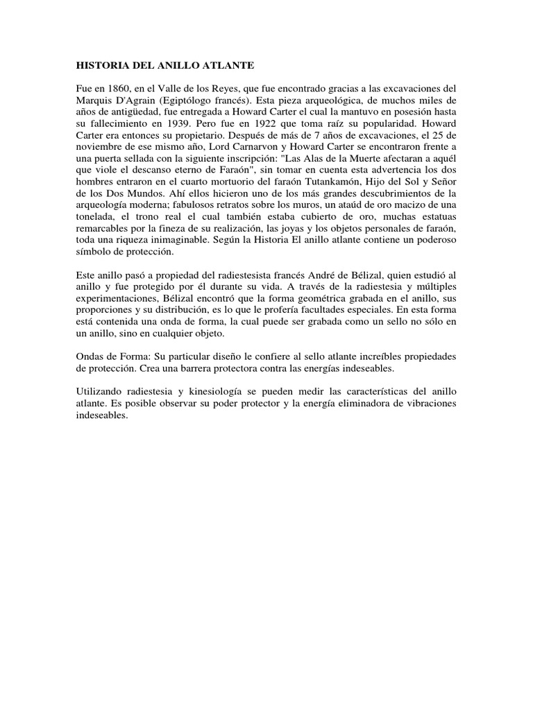 Historia Del Anillo Atlante