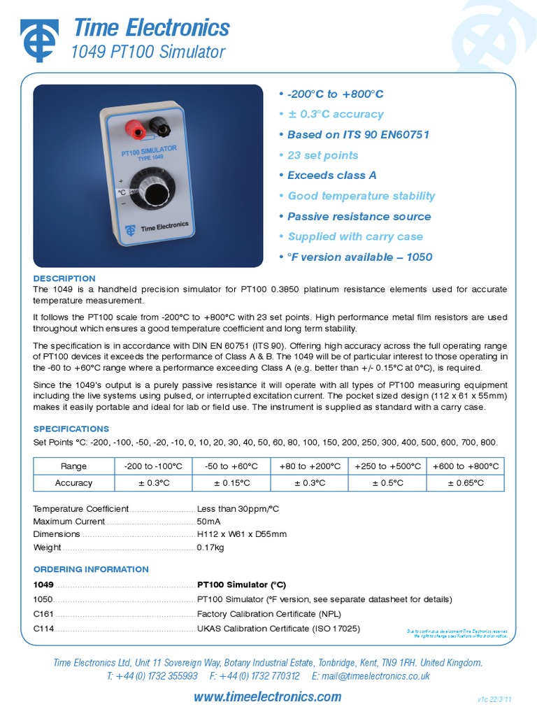 1049 Datasheet PDF | PDF | Calibration | Electrical Resistance And ...