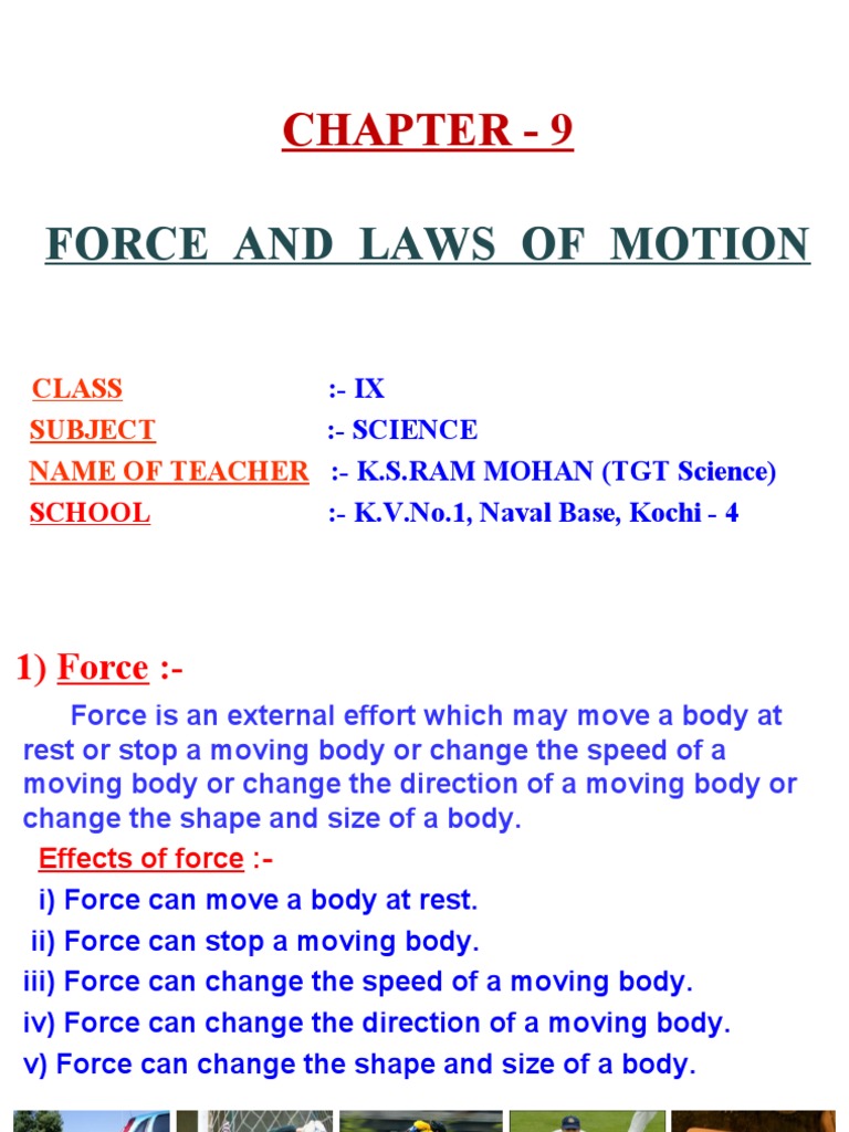Chapter - 9: Force and Laws of Motion | PDF | Momentum | Force