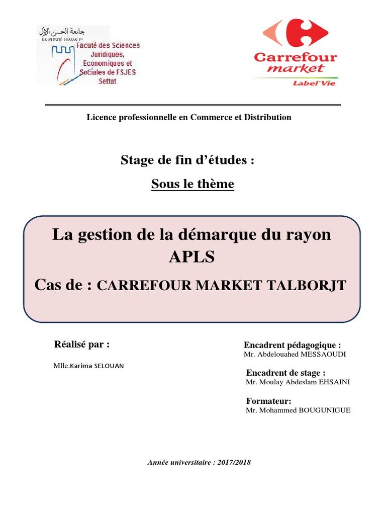 Rapport De Stage Carrefour Market Pdf