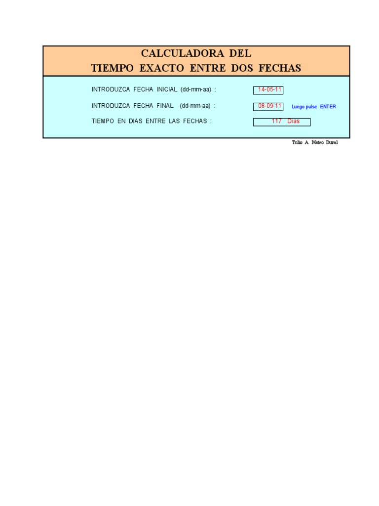 F. - Calculadora Del Tiempo Exacto Entre Dos Fechas | PDF