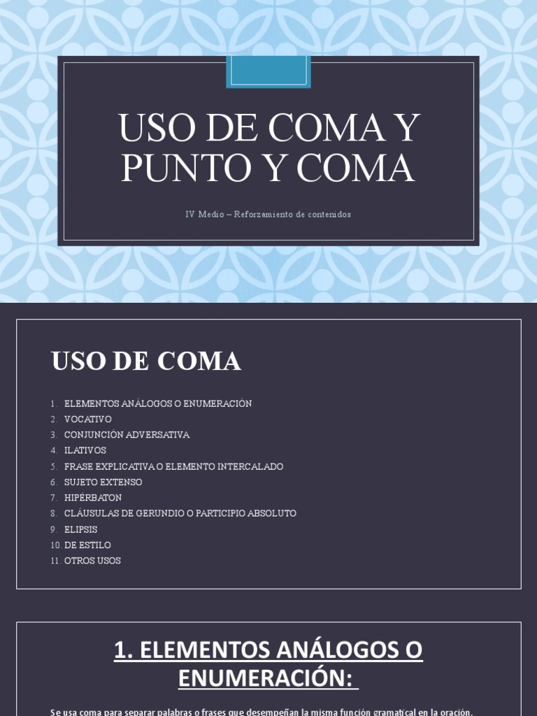 Uso de coma y punto y coma en elipsis | PDF | Coma | Oración (Lingüística)