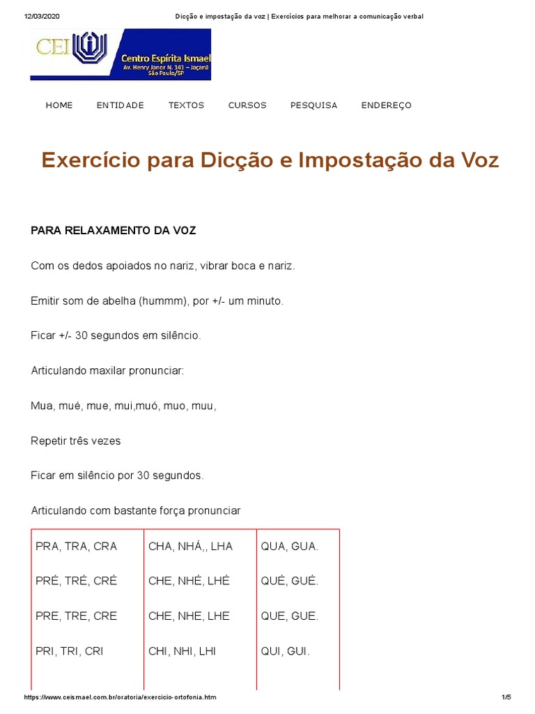 Dicção e Impostação Da Voz - Exercícios para Melhorar A Comunicação ...