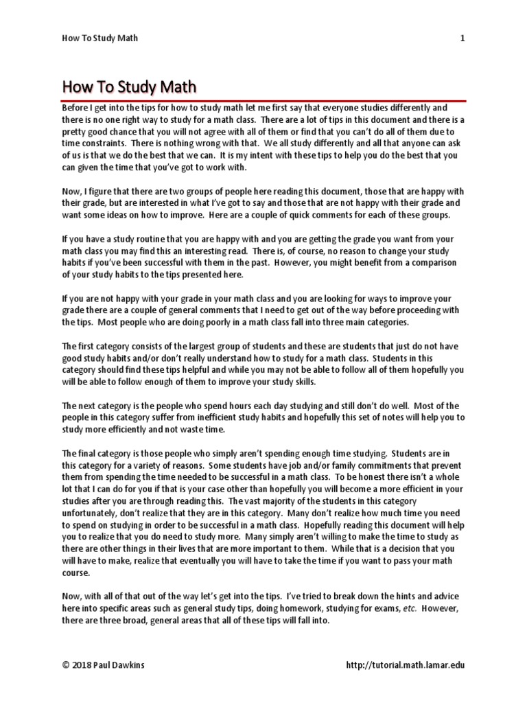 How To Study Math PDF | PDF