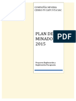 Plan minero de Compañía Minera Cerro Pucapunta SAC para proyecto Pucapunta 2015