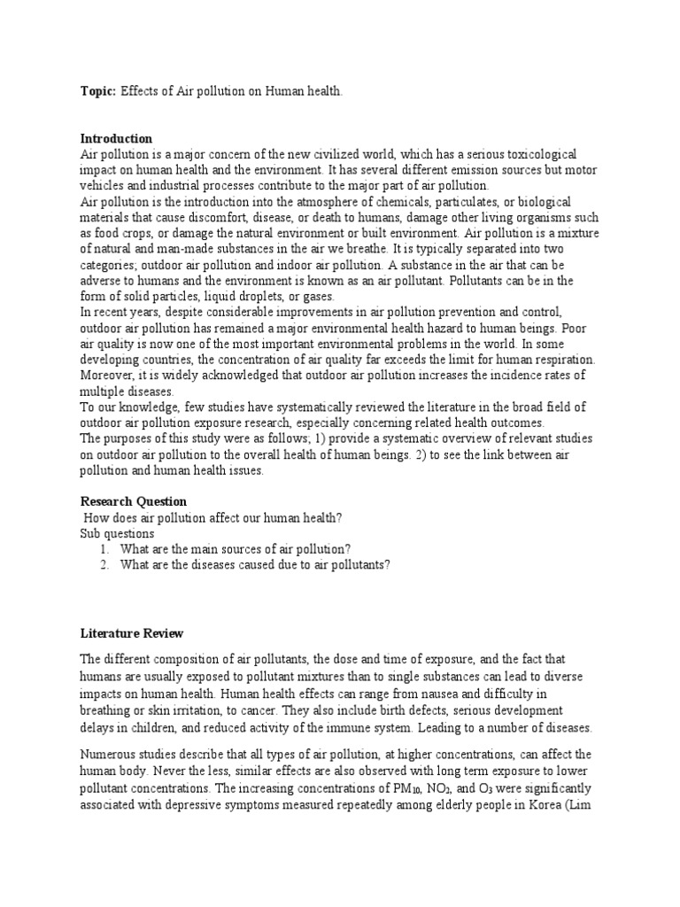 Topic: Effects of Air Pollution On Human Health | PDF | Air Pollution ...
