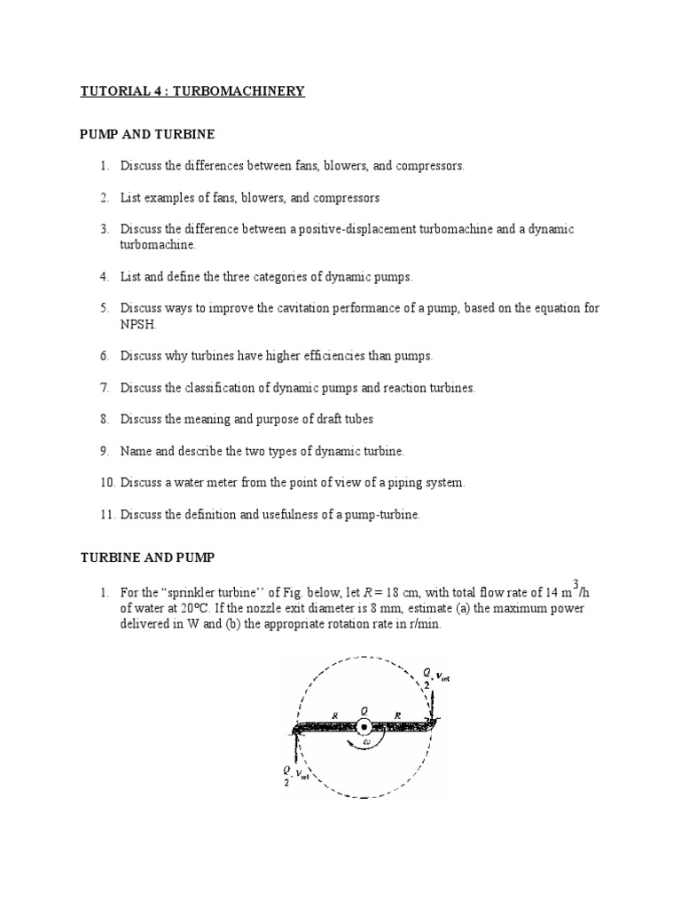 Tutorial 4 Turbomachinery v2 | PDF | Turbine | Turbomachinery