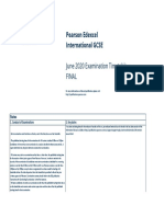 Pearson Edexcel International GCSE: June 2020 Examination Timetable - Final