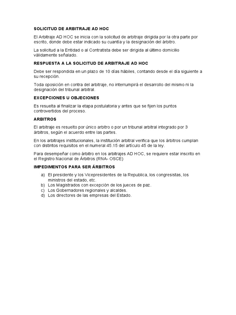227 231 Solicitud Del Arbitraje Ad Hoc Pdf