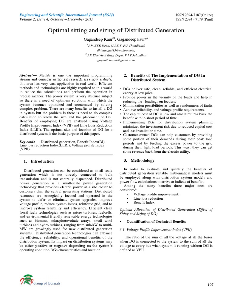 Optimal Sizing of Distributed Generation | PDF | Distributed Generation ...